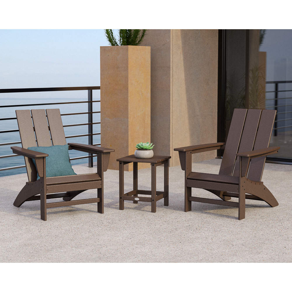 Modern Adirondack 3 Piece Patio Set with Long Island Side Table 