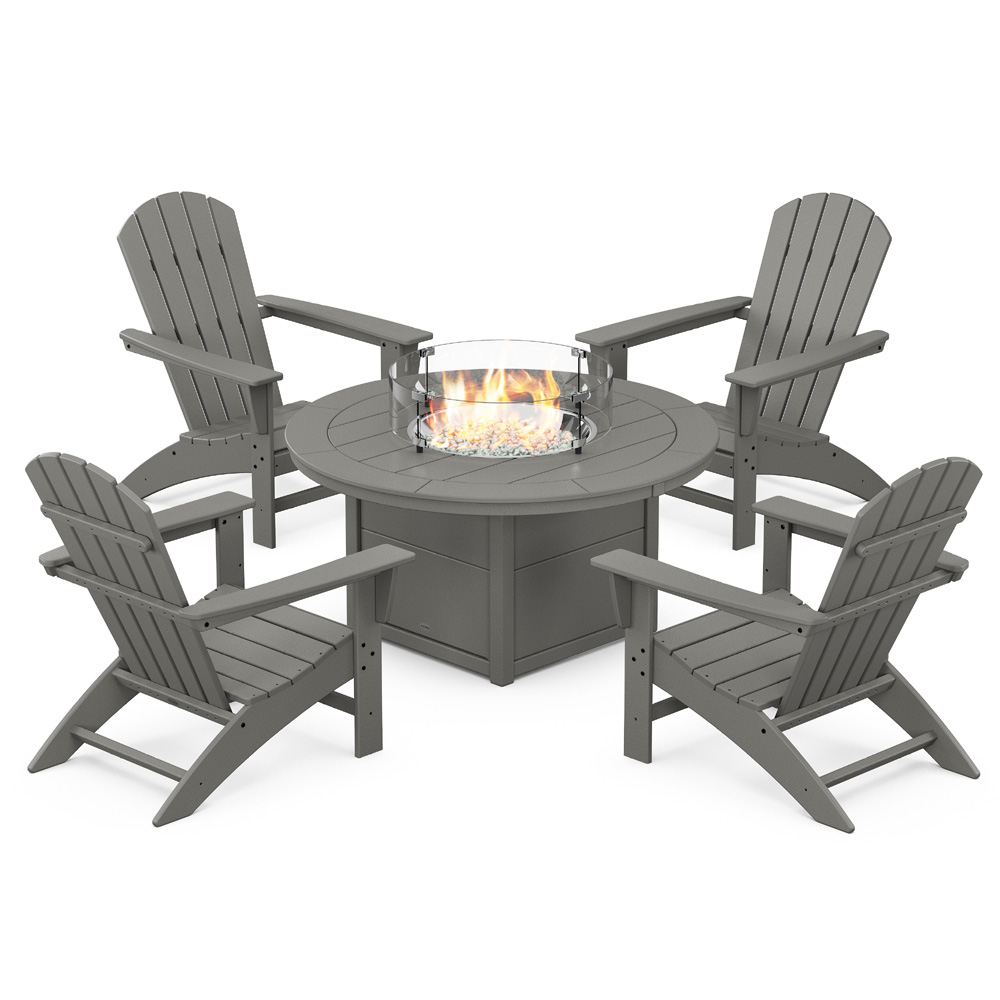 PolyWood Nautical Adirondack Chair and Fire Table Set for 4 - PWS707-1