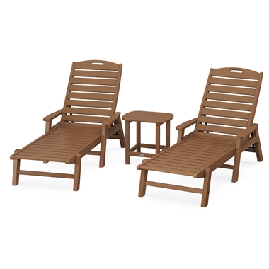PolyWood Nautical Chaise Set with South Beach Table - PWS719-1
