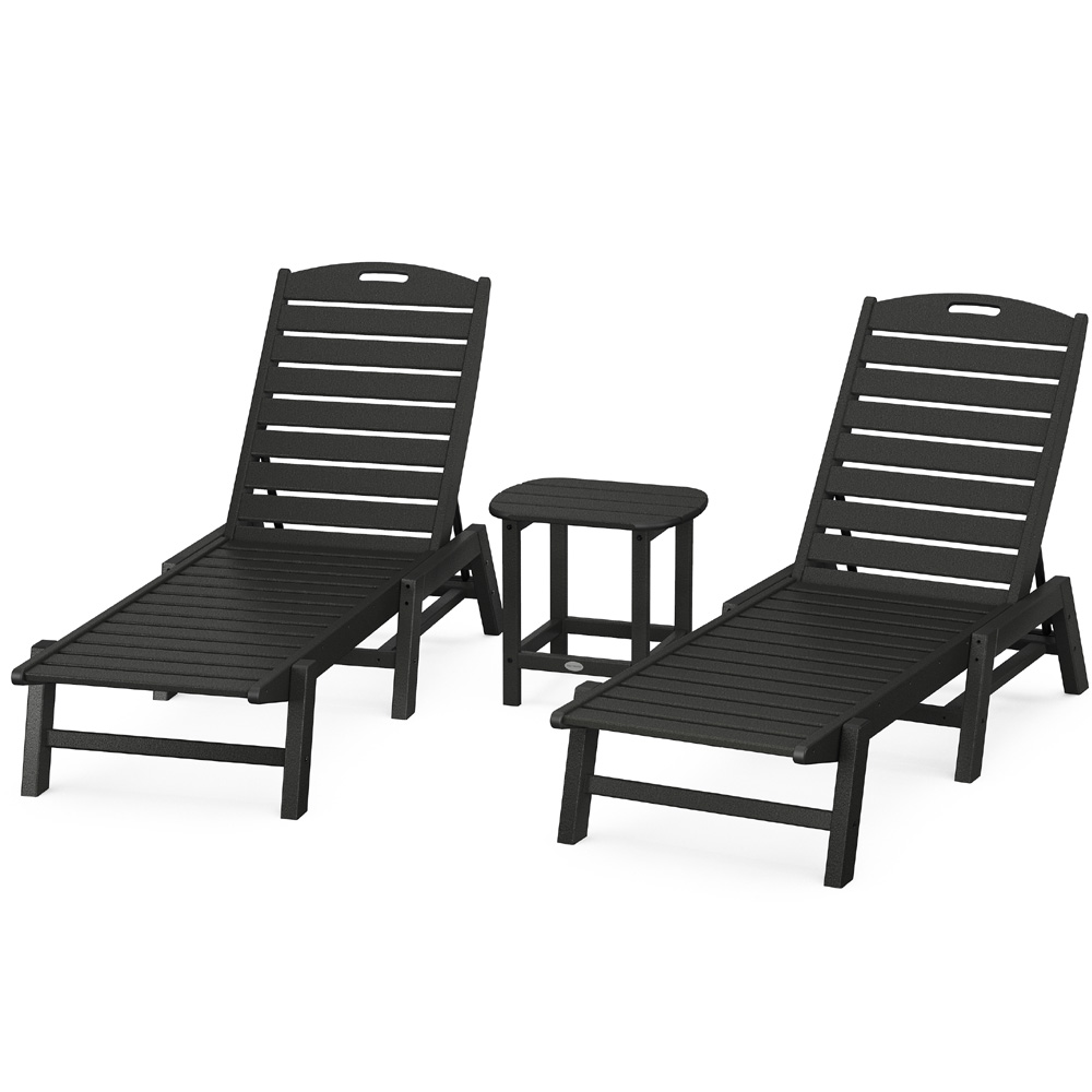 PolyWood Nautical Armless Chaise Set with South Beach Table - PWS720-1
