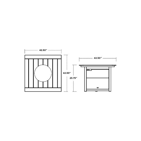 Square 42" Fire Pit Table dimensions