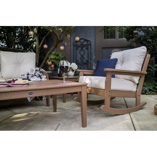 Polywood HDPE rocking chair with deep seating cushions
