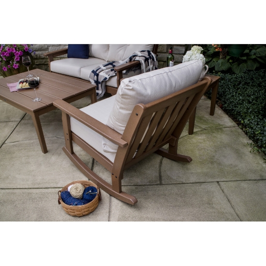 Vineyard HDPE rocking chair with deep seating cushions