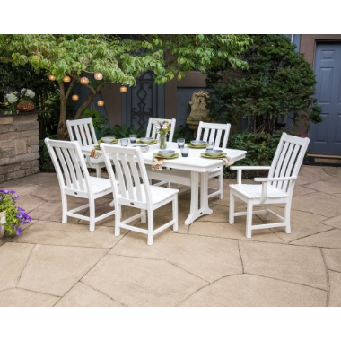 PolyWood Vineyard 7-Piece Nautical Trestle Dining Set - PWS343-1