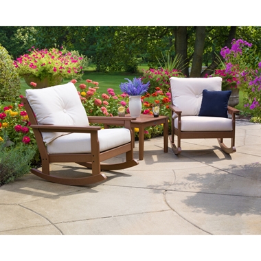 PolyWood Vineyard Lounge Rocking Chair Set with Side Table - PWS396-2