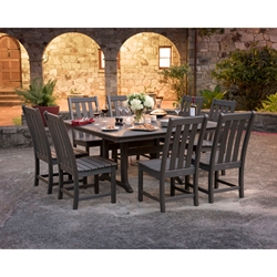 PolyWood Vineyard Dining Set with Square Nautical Trestle Table for 8 - PWS406-1