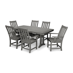 PolyWood Vineyard Dining Set for 6 with Nautical Trestle Table - PWS407-1