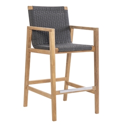 Royal Teak Admiral Bar Chair with Charcoal Wicker - ADBC-G