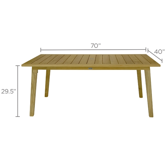 Royal Teak Admiral Rectangle Dining Table dimensions