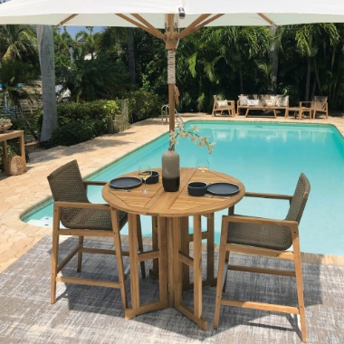 Royal Teak Admiral Bar Set with 45" Round Drop Leaf Table - RT-ADMIRAL-SET18