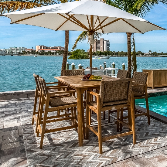 Royal Teak Admiral Rectangle Outdoor Bar Set for 6 - RT-ADMIRAL-SET8