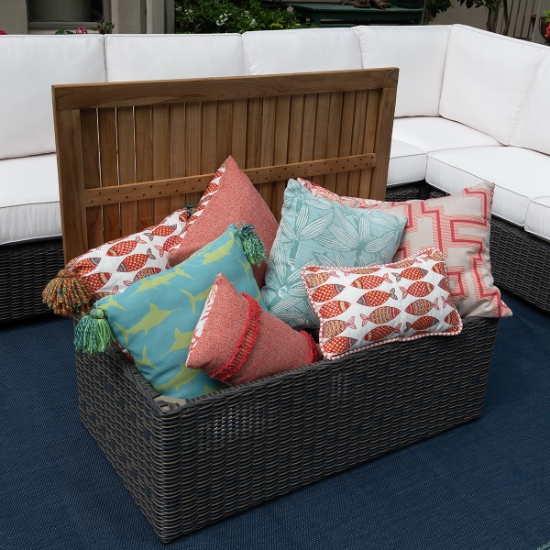 - Royal Teak Boca Coffee Table with Storage open