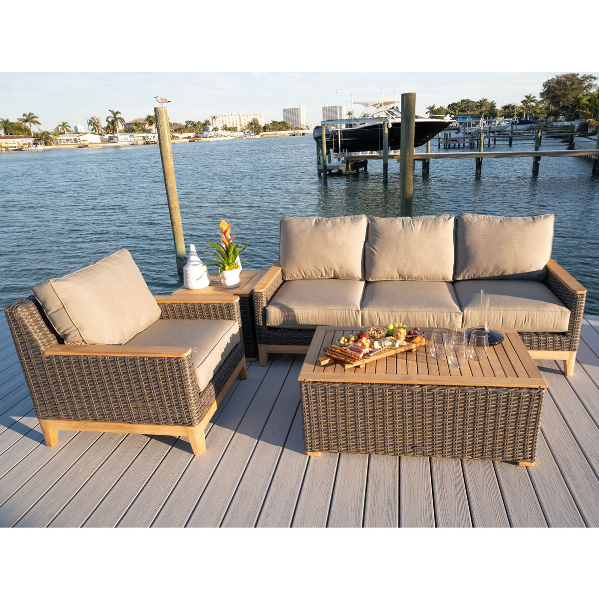 Royal Teak Boca Sofa and Lounge Chair Wicker Outdoor Set - RT-BOCA-SET2