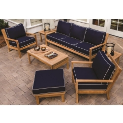 Royal Teak Coastal Teak Sofa and Lounge Chair Outdoor Furniture Set with Ottoman - RT-COASTAL-SET2