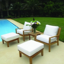 Royal Teak Coastal Teak Lounge Chair and Ottoman Set - RT-COASTAL-SET5