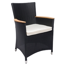 Helena Black Wicker Dining Chair with Seat Cushion