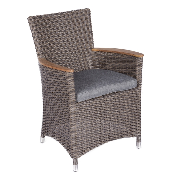 Royal Teak Helena Gray Wicker Dining Chair with Gray Cushion - HEFWGR