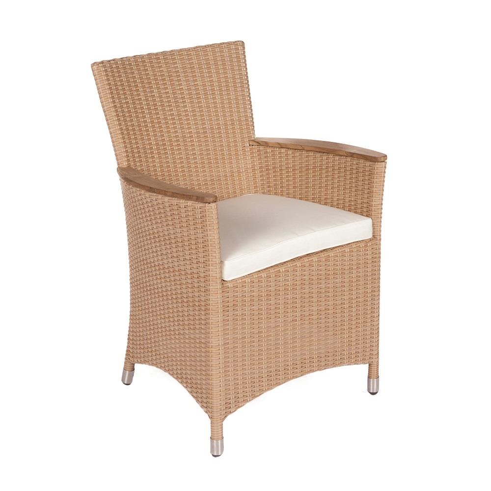 Royal Teak Helena Honey Wicker Dining Chair with White Cushion - HEFWHO