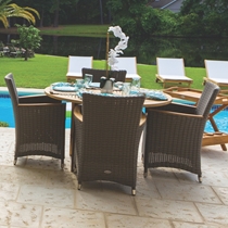Helena Wicker Outdoor Dining Set for 4