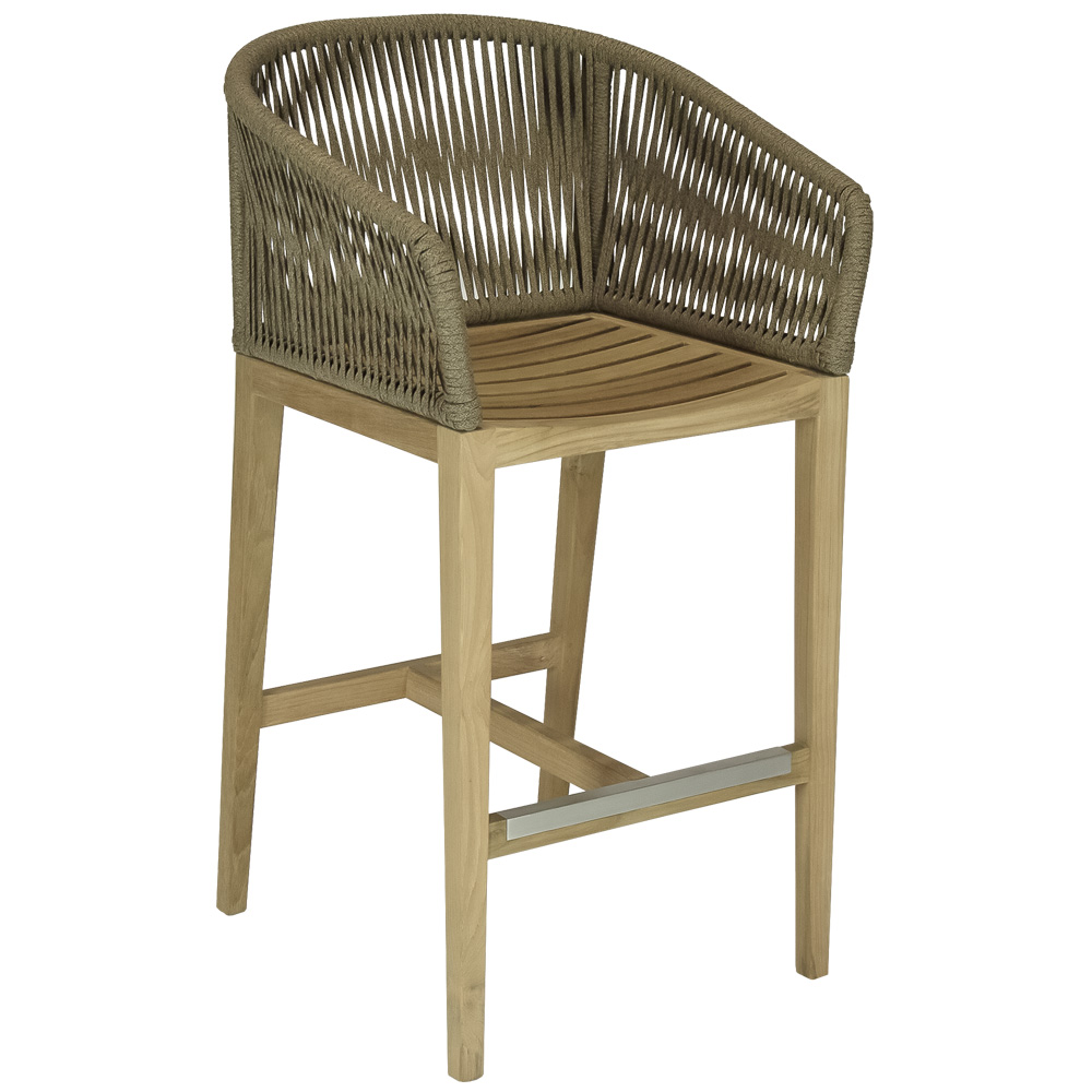 Royal Teak Malibu Bar Chair with Desert Sand Wicker - MALBC