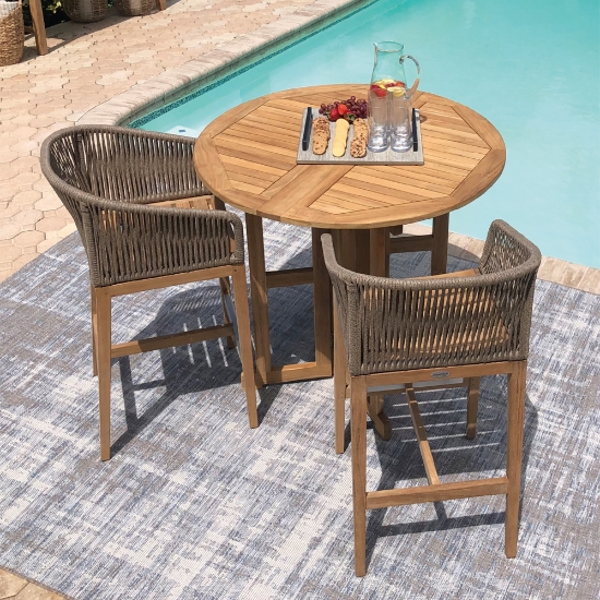 Royal Teak Malibu Wicker and Teak Bar Set for 2 - RT-MALIBU-SET4