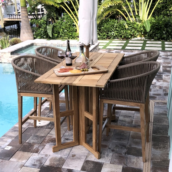 Royal Teak Malibu Bar Stool Set with Drop Leaf Table - RT-MALIBU-SET5