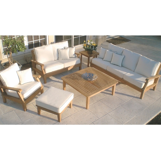 Miami teak ottoman with deep seating cushion
