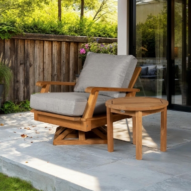 Royal Teak Miami Swivel Lounge Chair and Side Table Patio Set