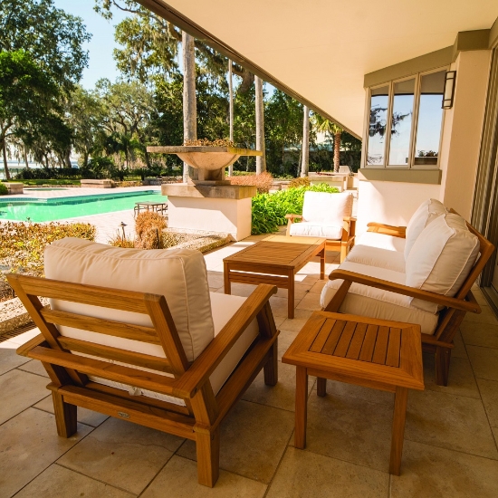 MIAMI teak lounge chair with deep seating cushions
