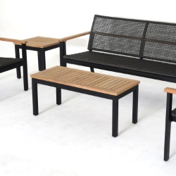 Royal Teak Naples Coffee Table with Charcoal Aluminum and Teak Top - NAPCT