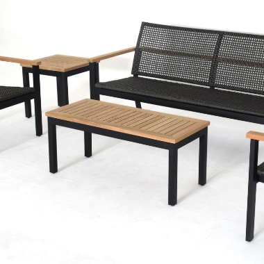 Royal Teak Naples Coffee Table with Charcoal Aluminum and Teak Top - NAPCT