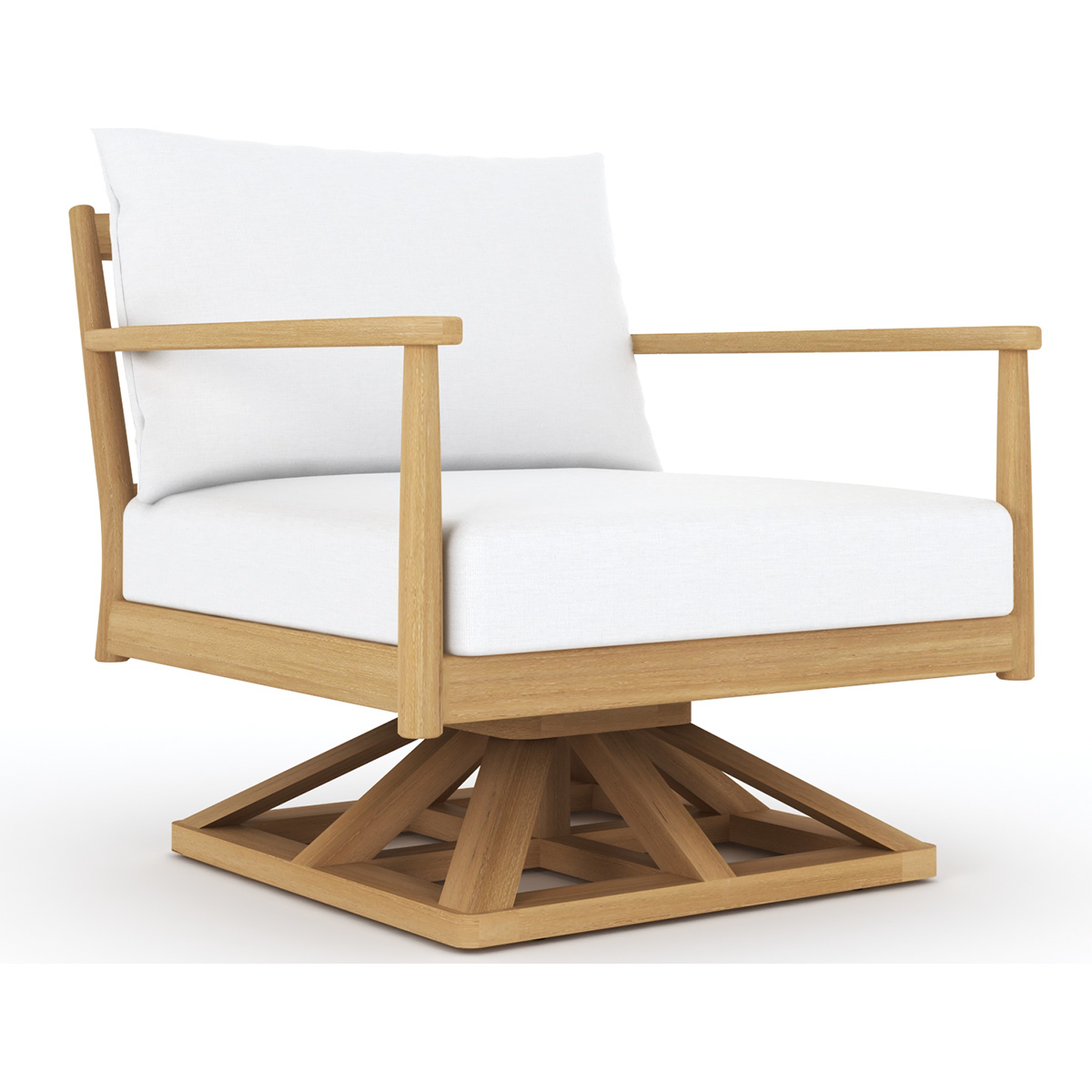 Royal Teak Palma Swivel Chair with White Cushions - PALSW-W