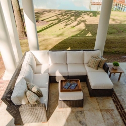 Royal Teak Sanibel Outdoor Wicker Sectional Furniture Set with Ottoman - RT-SANIBEL-SET2