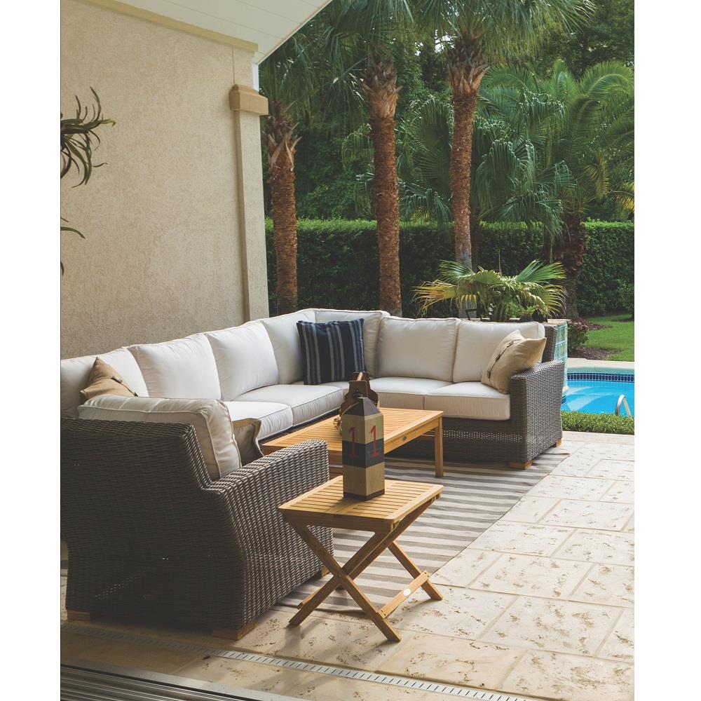 Royal teak wicker sectional with deep seating cushions