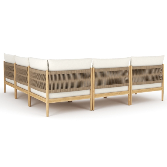 San Lucas Teak and Rope L-Sectional back