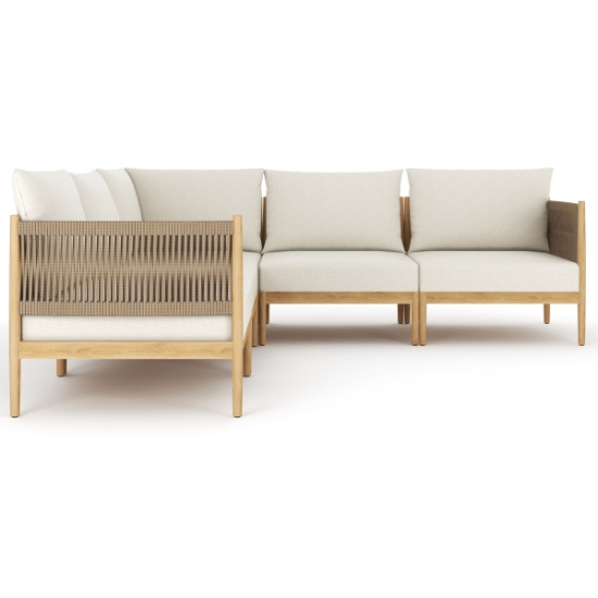 San Lucas Teak and Rope L-Sectional side