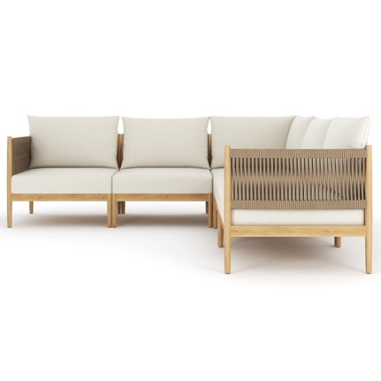 San Lucas Teak and Rope L-Sectional side