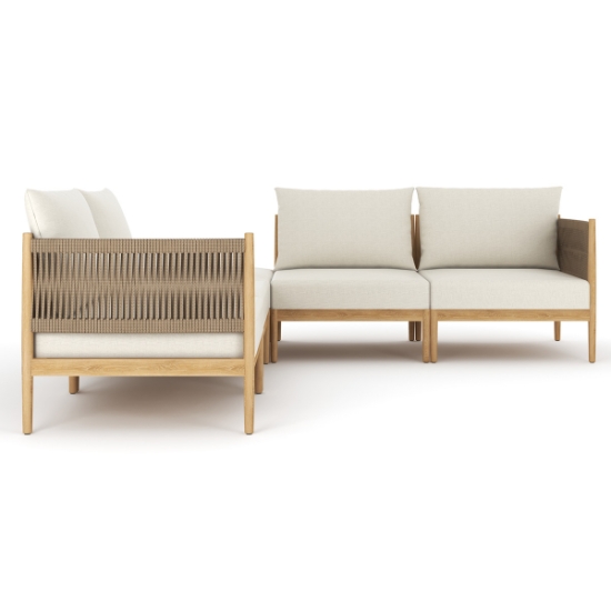 San Lucas Modern Teak and Rope Patio Set side