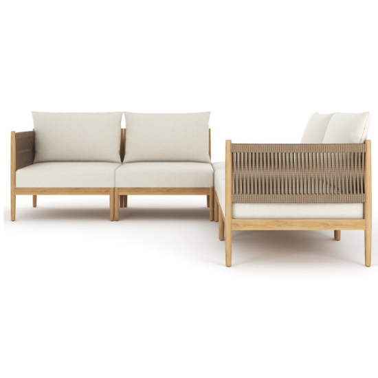 San Lucas Modern Teak and Rope Patio Set side