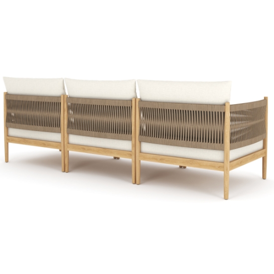 San Lucas Modular Teak and Rope Sofa back