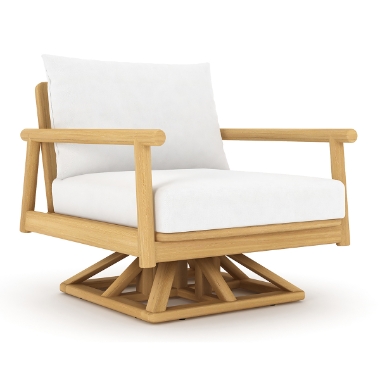 Royal Teak Seville Swivel Chair with White Cushions - SEVSW-W