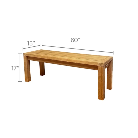 Teak 60" flat bench dimensions