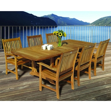 Royal Teak Compass Outdoor Dining Set for 6 with Expansion Table - RT-COMPASS-SET2