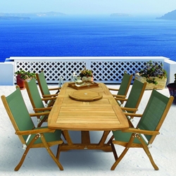 Royal Teak Florida Sling Outdoor Dining Set with Expansion Table and Lazy Susan - RT-FLORIDA-SET3