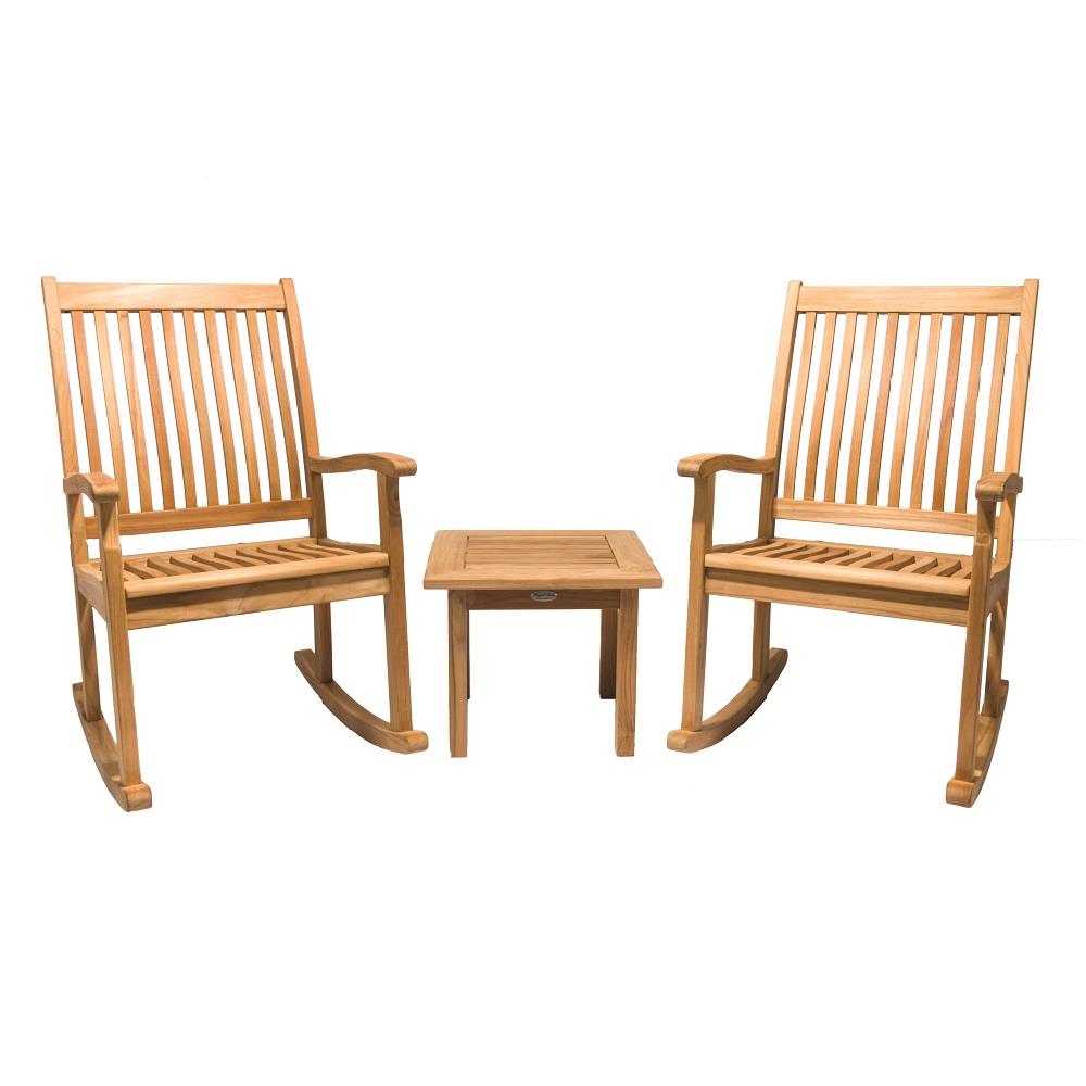 Teak Outdoor Rocking Chair and Side Table Set