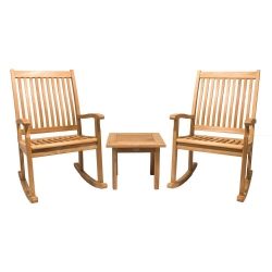 Teak Outdoor Rocking Chair and Side Table Set