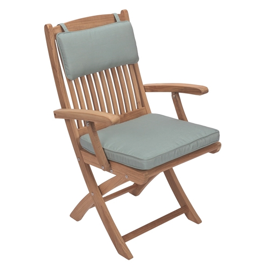 Royal Teak Sailor Folding Side Chairs with Seat and Headrest Cushions