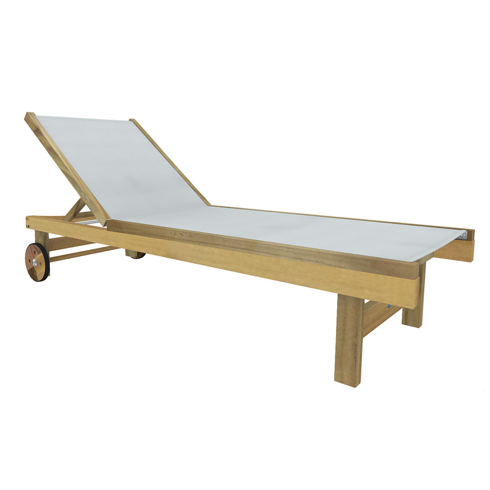 Royal Teak Teak Sundaze Sling Chaise with Wheels - SD-SL
