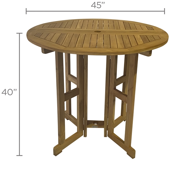 45" Round Drop Leaf Bar Table dimensions
