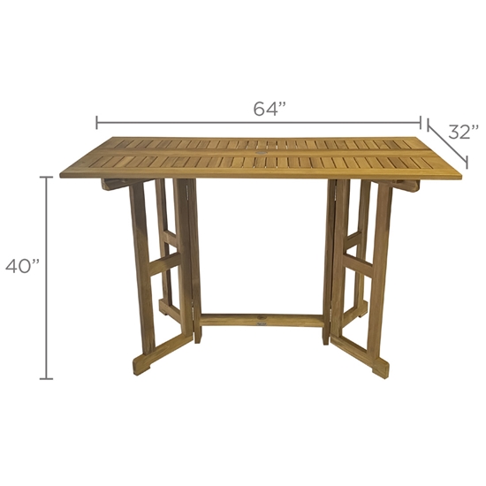 64" Rectangle Drop Leaf Bar Table dimensions
